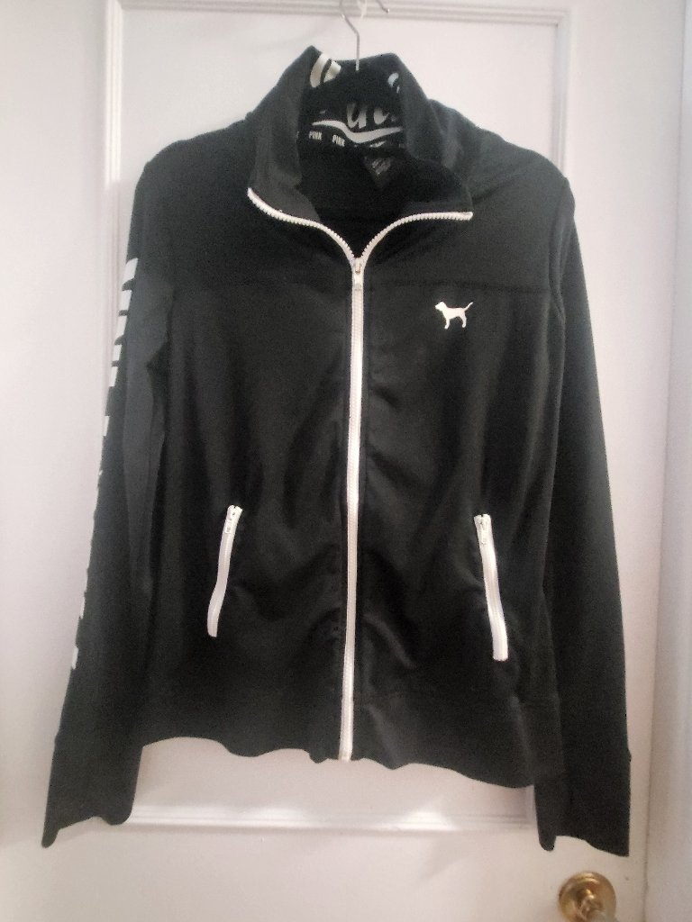 Pink Victoria’s Secret Ultimate Full Zip Track Jacket - Black - Medium